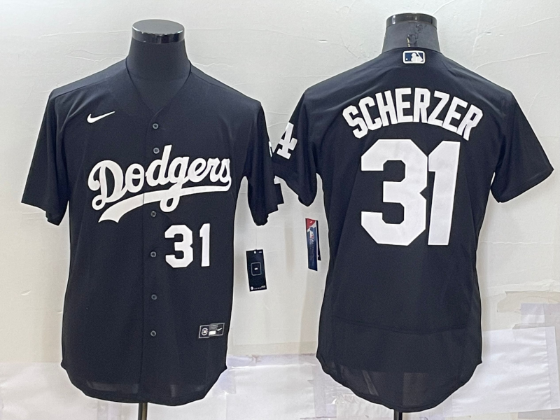 Men's Los Angeles Dodgers #31 Max Scherzer Black Flex Base Stitched Baseball Jersey Men's Los Angeles Dodgers #31 Max Scherzer Black Flex Base Stitched Baseball Jersey